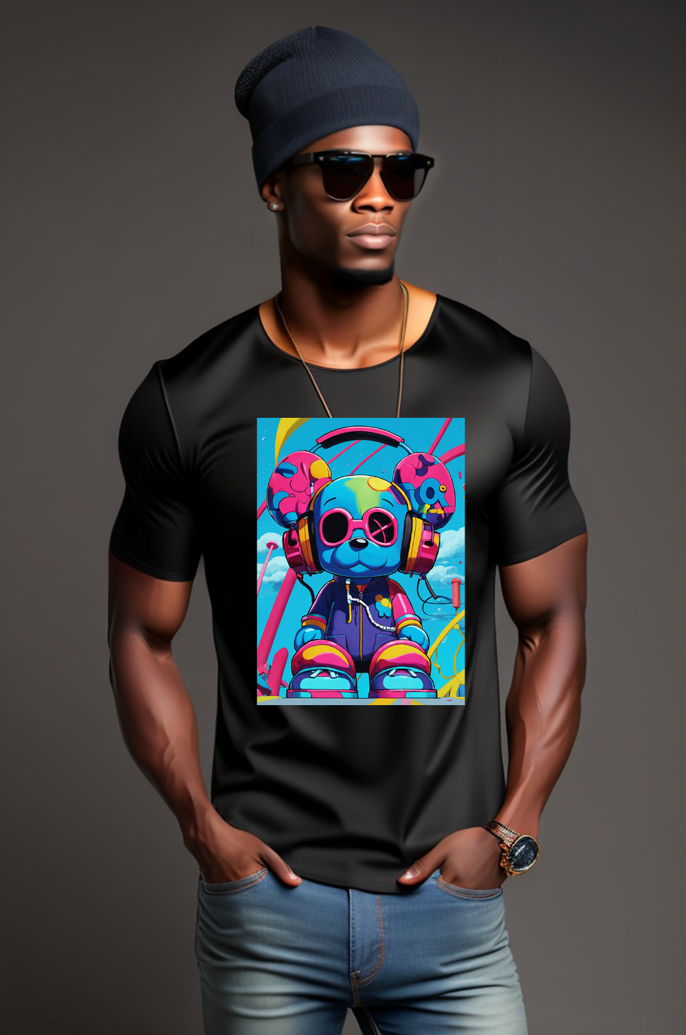 Toy Square with Headphones Art Design AI T-Shirts | Grooveman Music - Grooveman Music