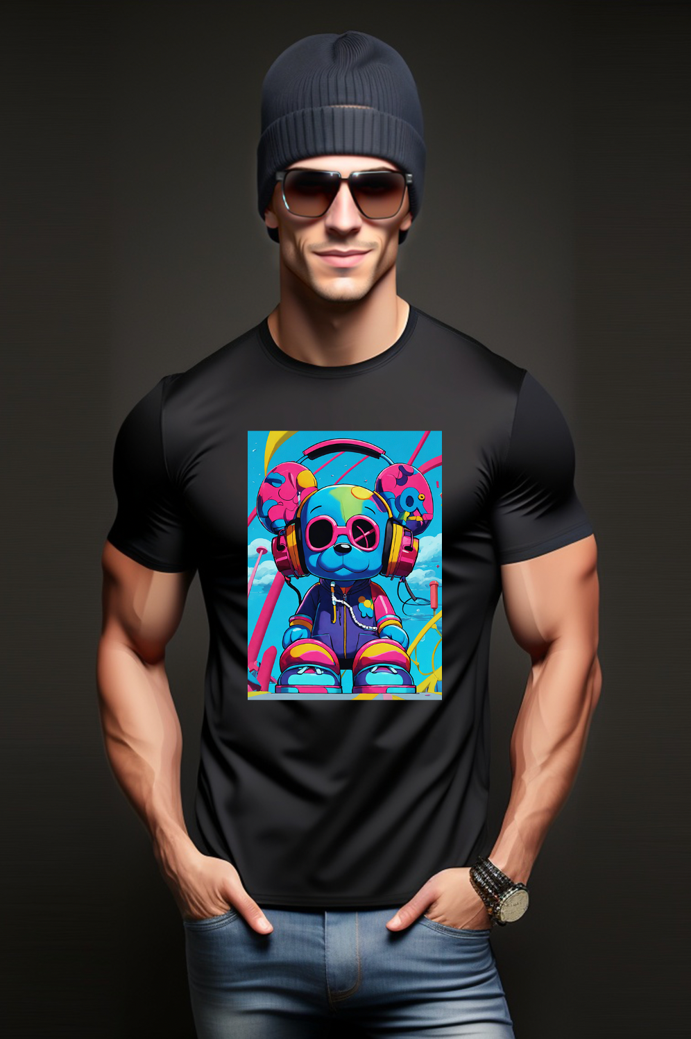 Toy Square with Headphones Art Design AI T-Shirts | Grooveman Music - Grooveman Music