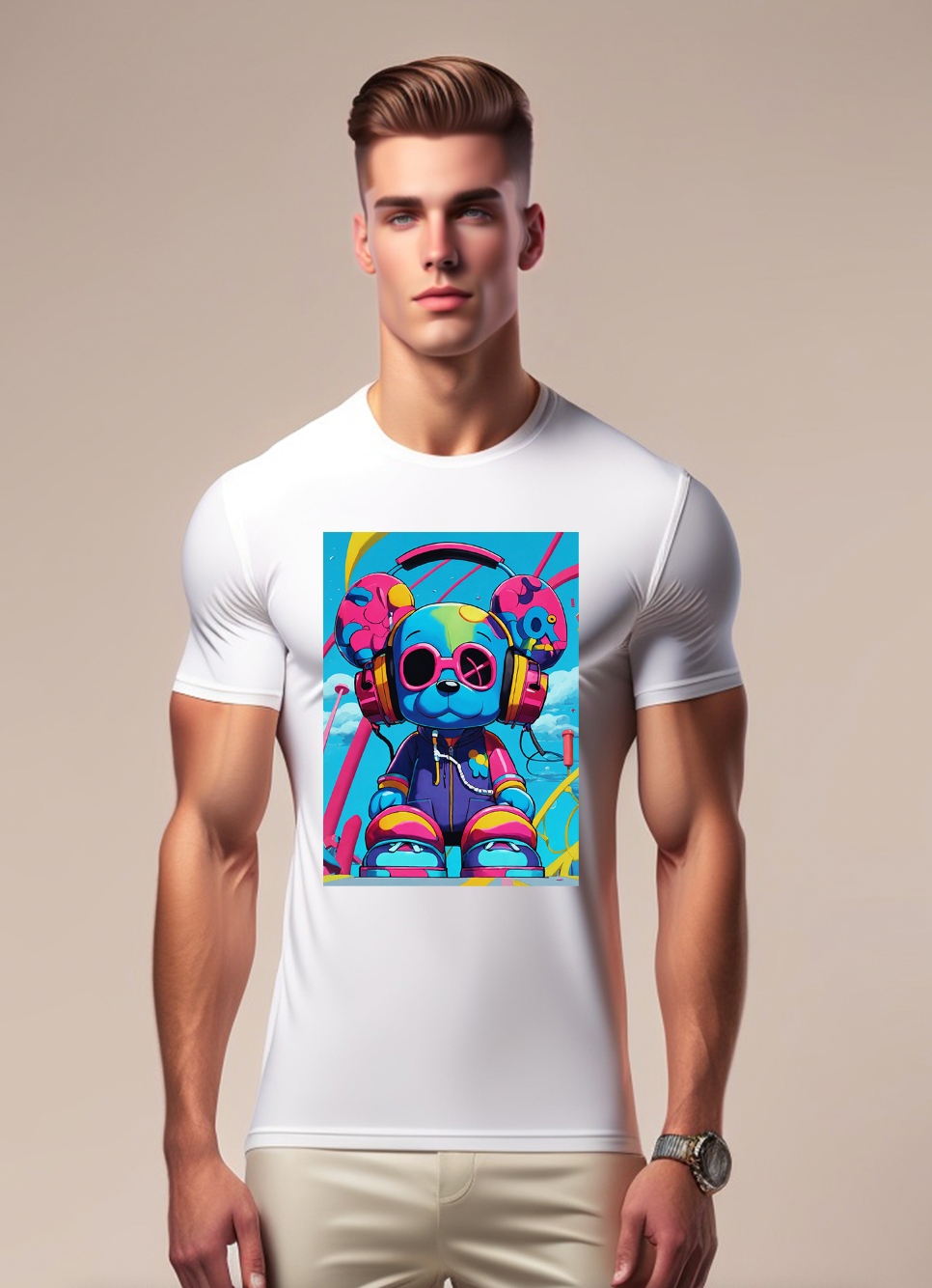 Toy Square with Headphones Art Design AI T-Shirts | Grooveman Music - Grooveman Music