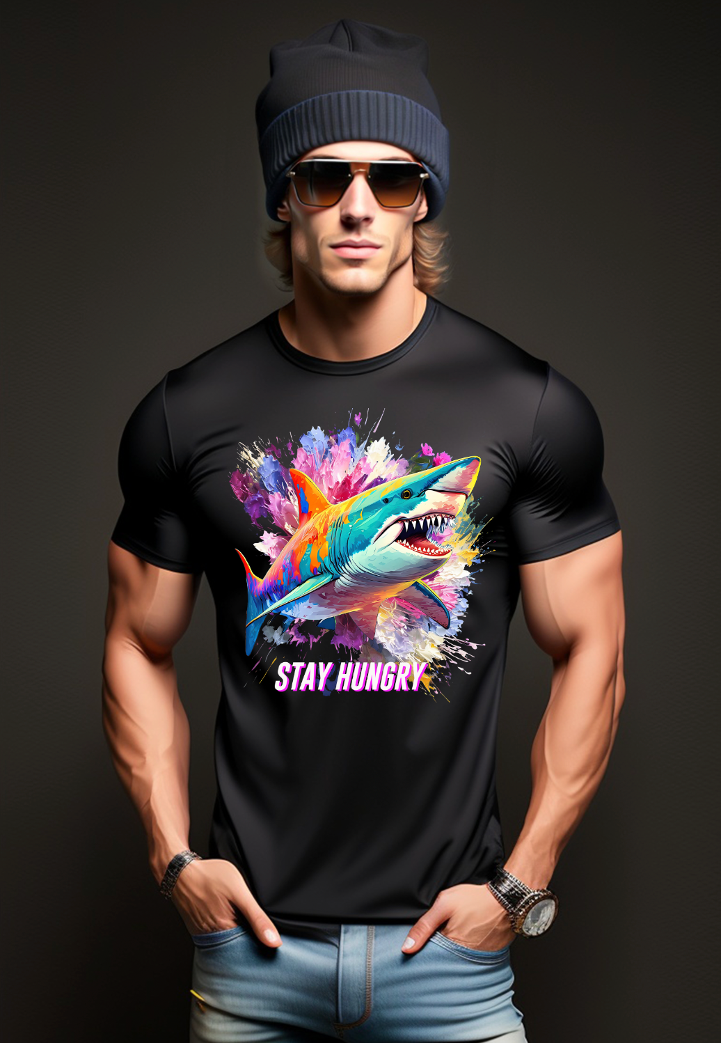 Shark Stay Hungry Exclusive T-Shirts | Grooveman Music - Grooveman Music