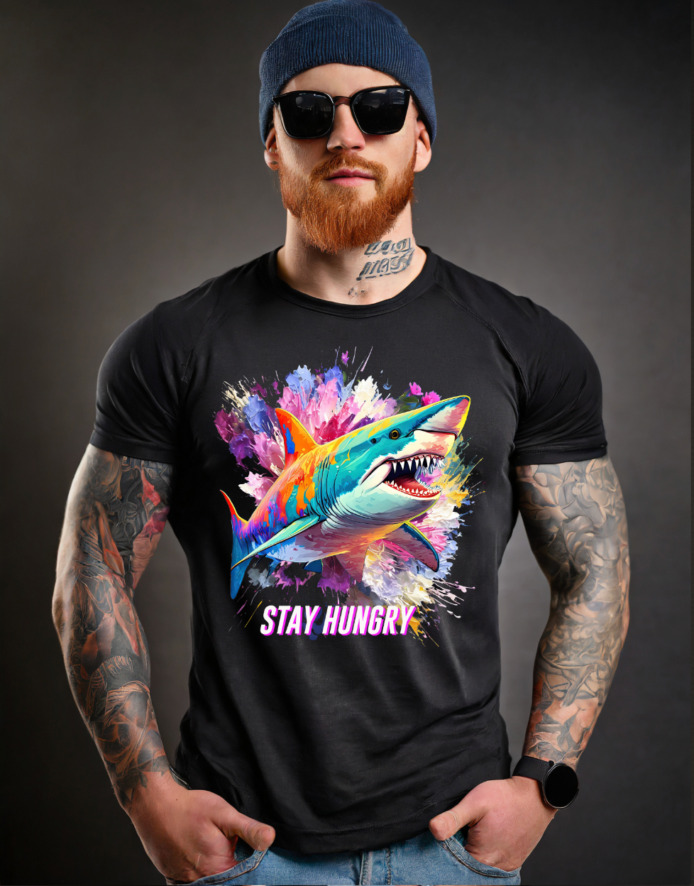 Shark Stay Hungry Exclusive T-Shirts | Grooveman Music - Grooveman Music