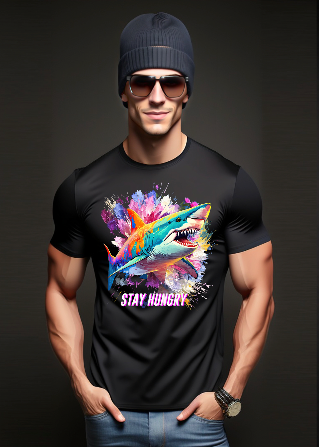 Shark Stay Hungry Exclusive T-Shirts | Grooveman Music - Grooveman Music