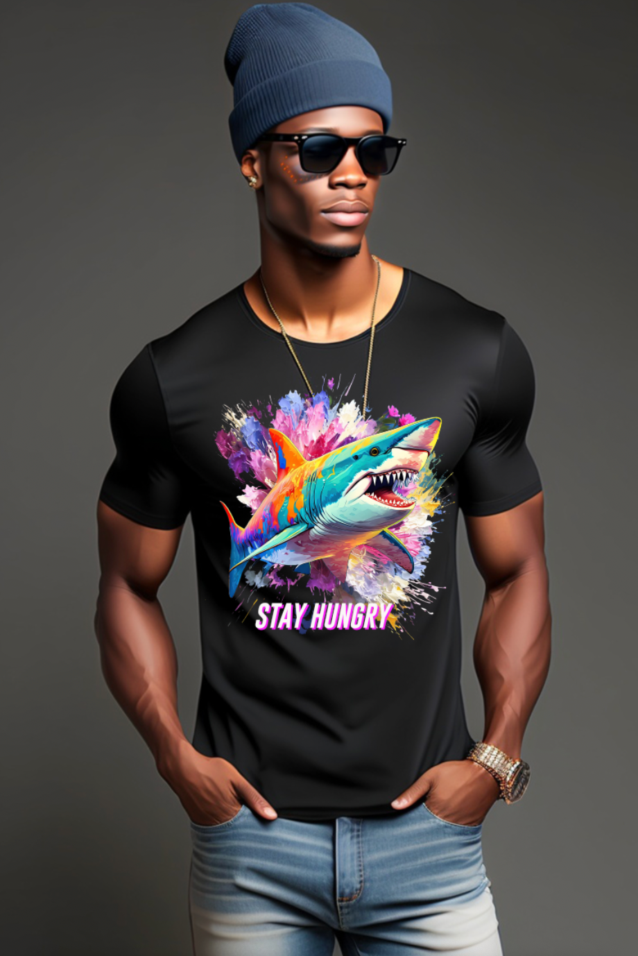 Shark Stay Hungry Exclusive T-Shirts | Grooveman Music - Grooveman Music