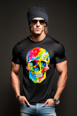 Rhinestones T Shirt Skull Colorful Exclusive | Grooveman Music