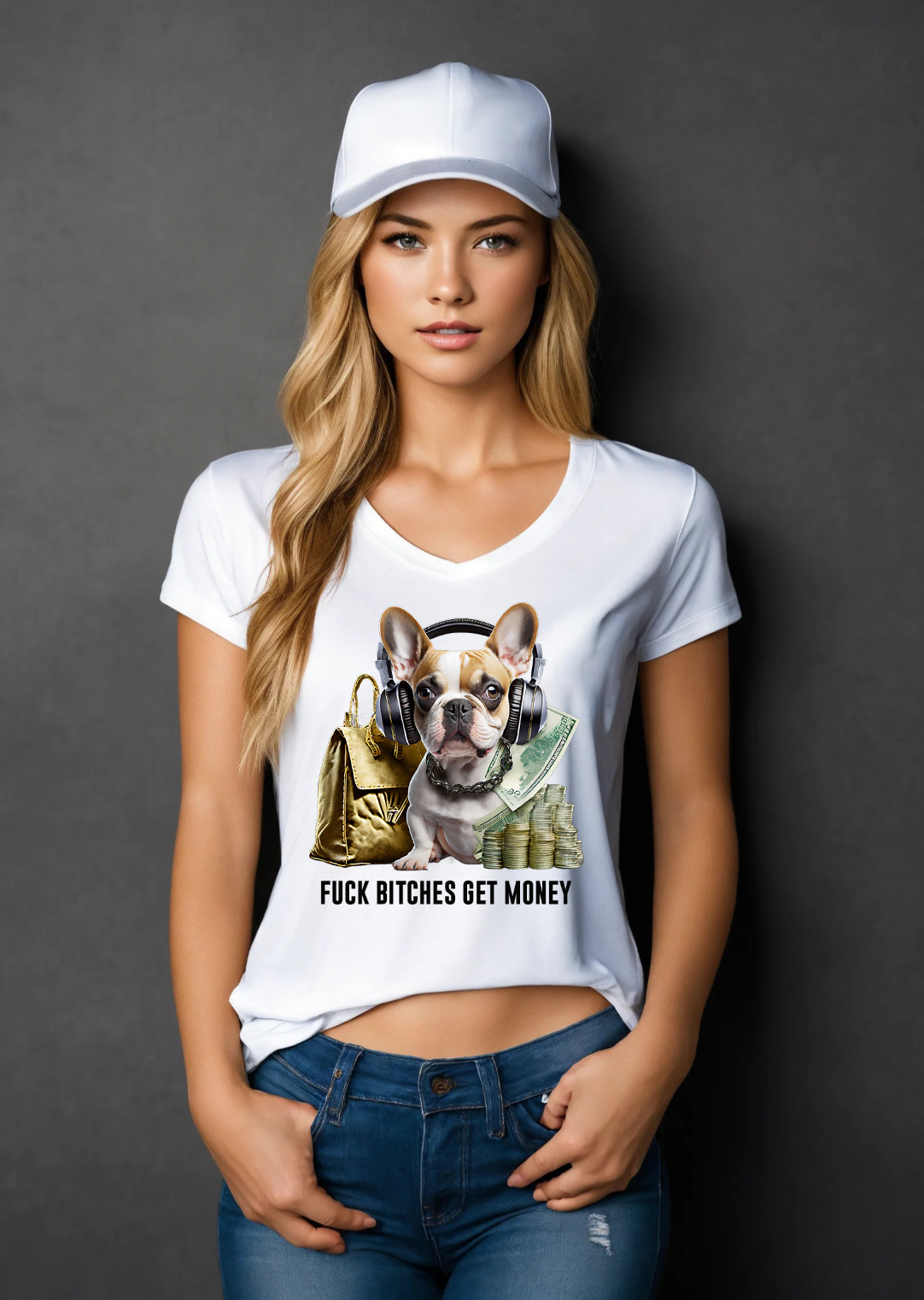 Frenchie Fuck Bitches Get Money T-Shirt |  Grooveman Music