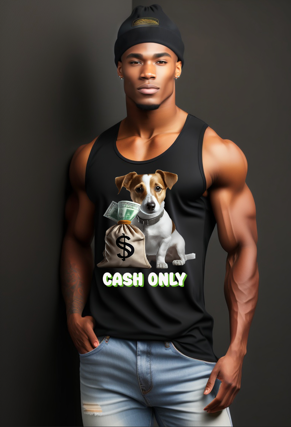 Jack Russell Dog Cash Only Tank Top | Grooveman Music