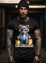 Teddy with Gold Headphones Exclusive T-Shirts | Grooveman Music