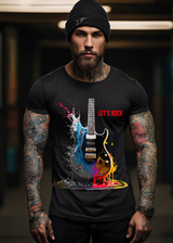 Let's Rock Electric Guitar Art design Exclusive T-Shirts | Grooveman Music