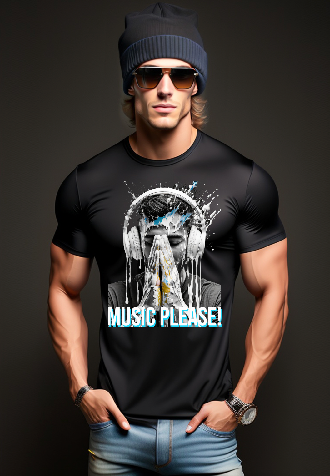 Praying Hands Music Please Art design Exclusive T-Shirts | Grooveman Music