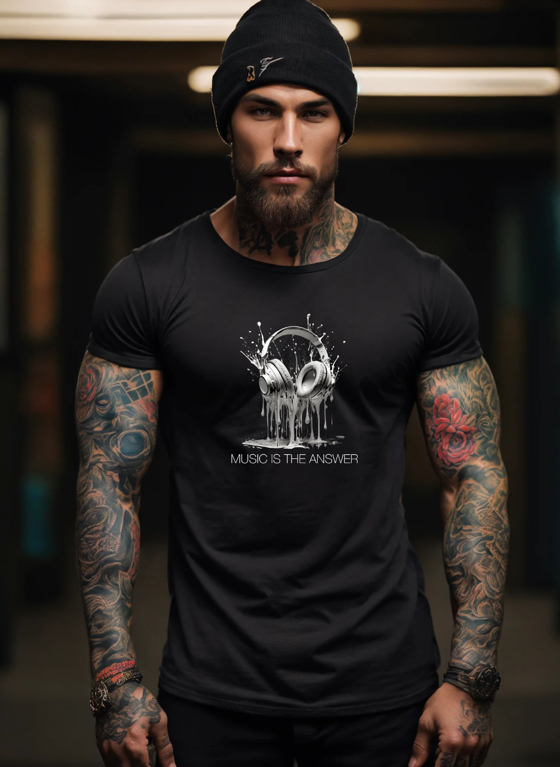 Music is the Answer Black Collection Art Exclusive T-Shirts | Grooveman Music