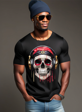 Skull Gold Headphones Art design Exclusive T-Shirts | Grooveman Music