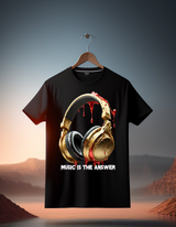 Music is the Answer Headphones Gold Exclusive T-Shirts | Grooveman Music