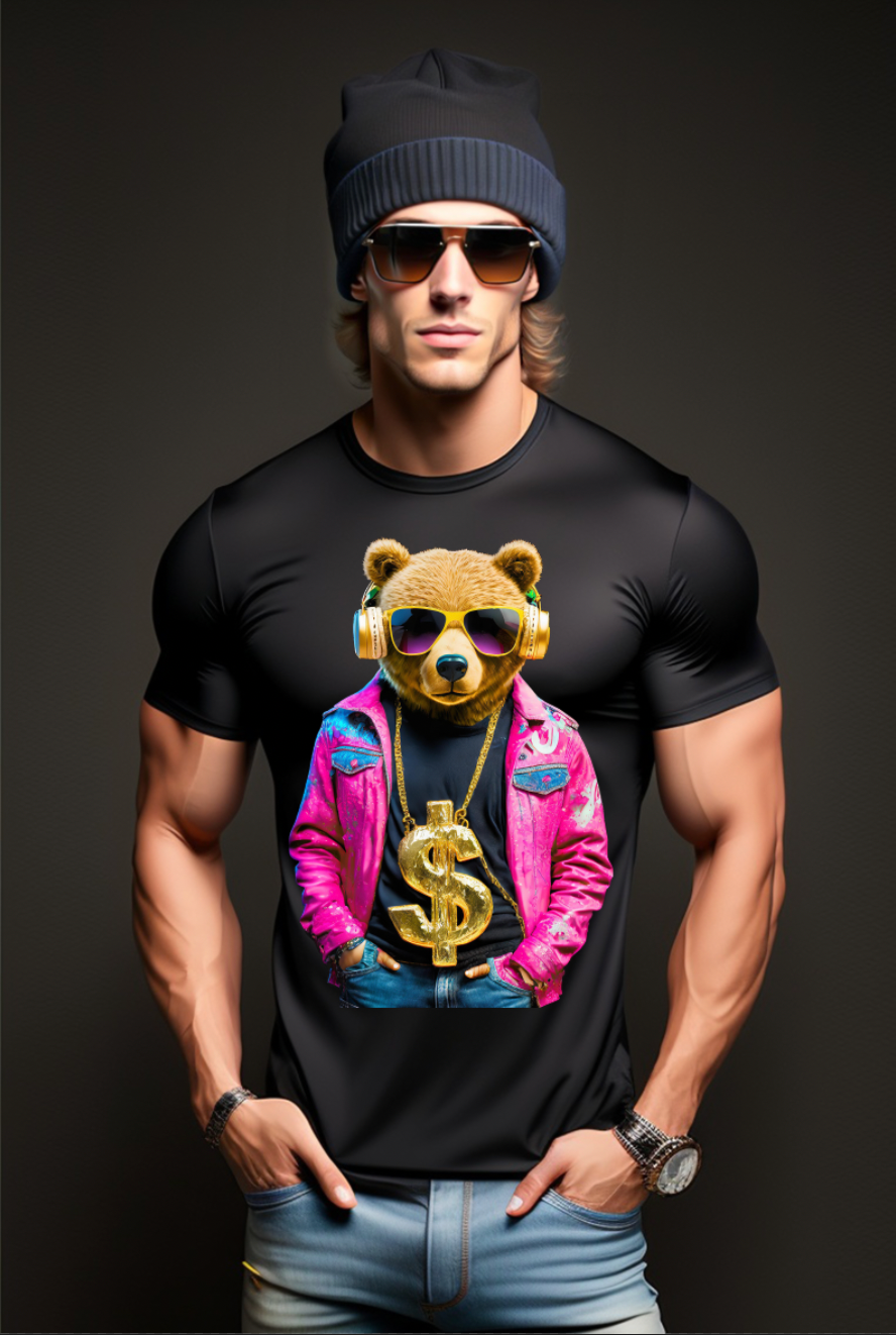 Teddy Pink Jacket gold Chain Necklace Art Exclusive T-Shirts | Grooveman Music