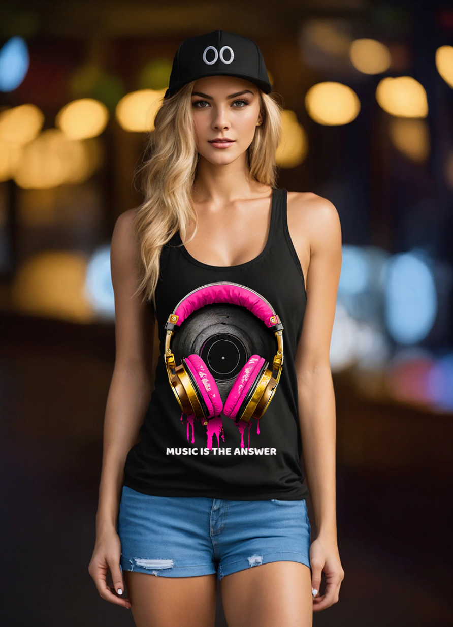 Headphones Music is the Answer Art Exclusive Tank Top | Grooveman Music