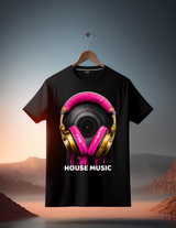 House Music Pink Headphones Art Exclusive T-Shirts | Grooveman Music