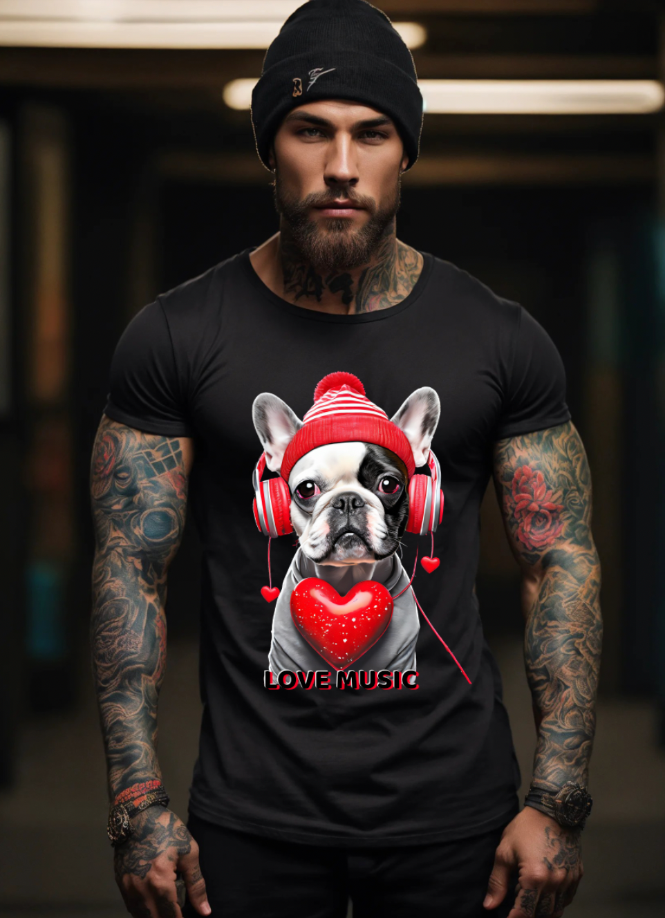 Frenchie Love Music Art Exclusive T-Shirts | Grooveman Music