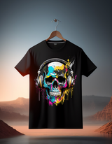 Skull Yellow Blue Art Exclusive T-Shirts | Grooveman Music