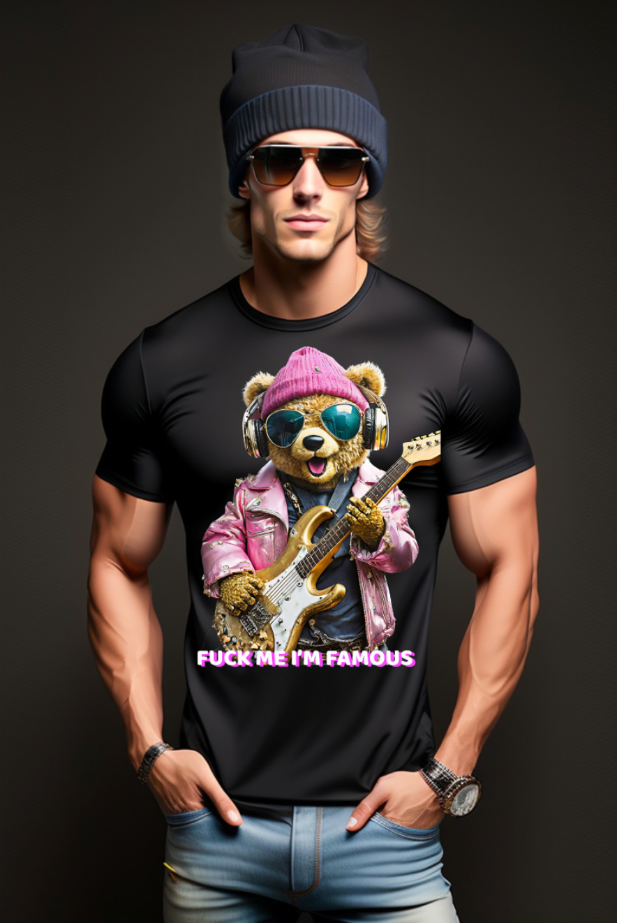 Teddy Guitar Fuck me I'm Famous Art Exclusive T-Shirts | Grooveman Music