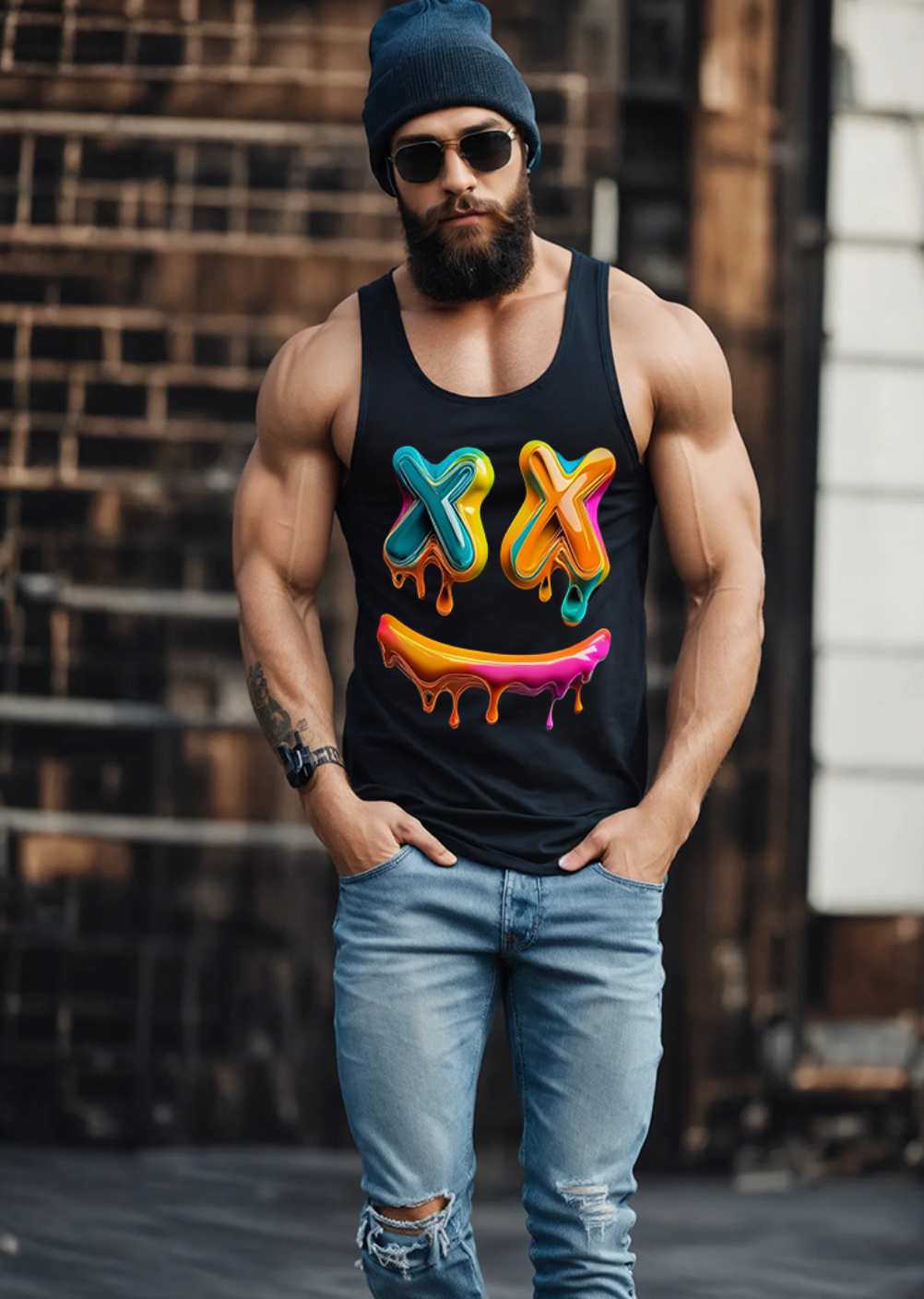 Happy Face Colorful Tank Top | Grooveman Music - Grooveman Music