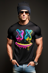 Happy Face Neon Pink Art Exclusive T-Shirts | Grooveman Music