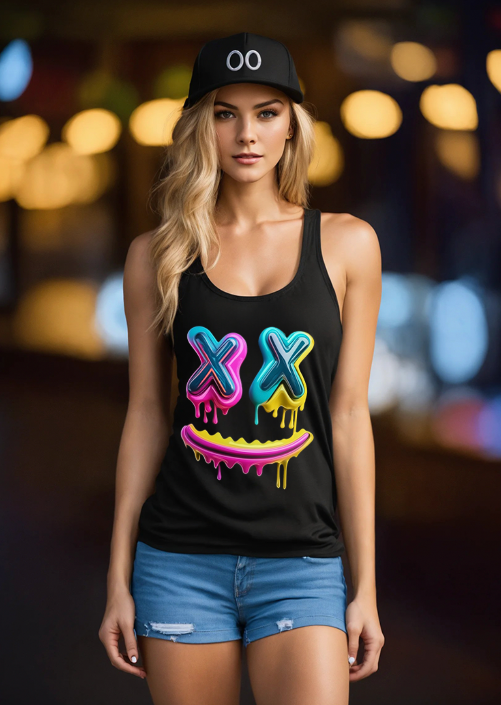 Happy Face Neon Pink Art Exclusive Tank Top | Grooveman Music - Grooveman Music