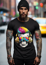 Skull Colorful Punk Hair Art Exclusive T-Shirts | Grooveman Music