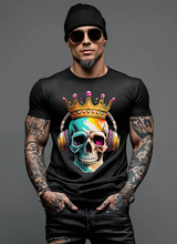 Skull King with Headphones Art Exclusive T-Shirts | Grooveman Music