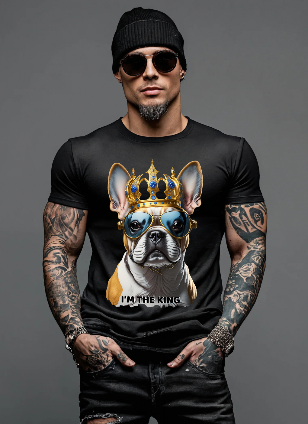 Frenchie I'm the King Art Exclusive T-Shirts | Grooveman Music