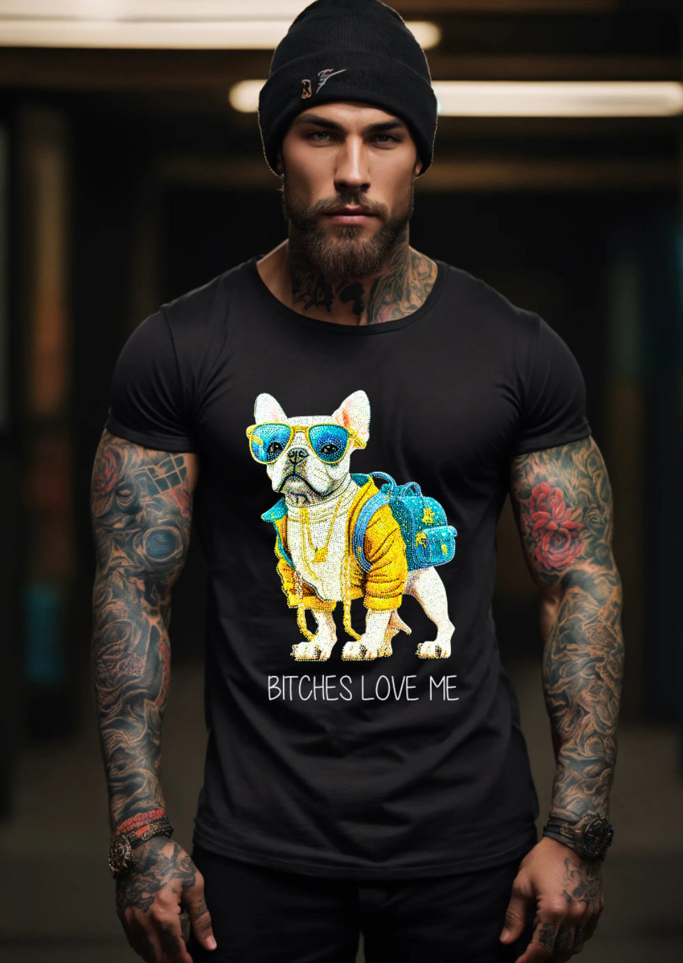 Rhinestones Dog Bitches Love Me T Shirt