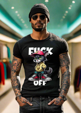 Cat Gangster Fuck Off Art Exclusive T-Shirts | Grooveman Music