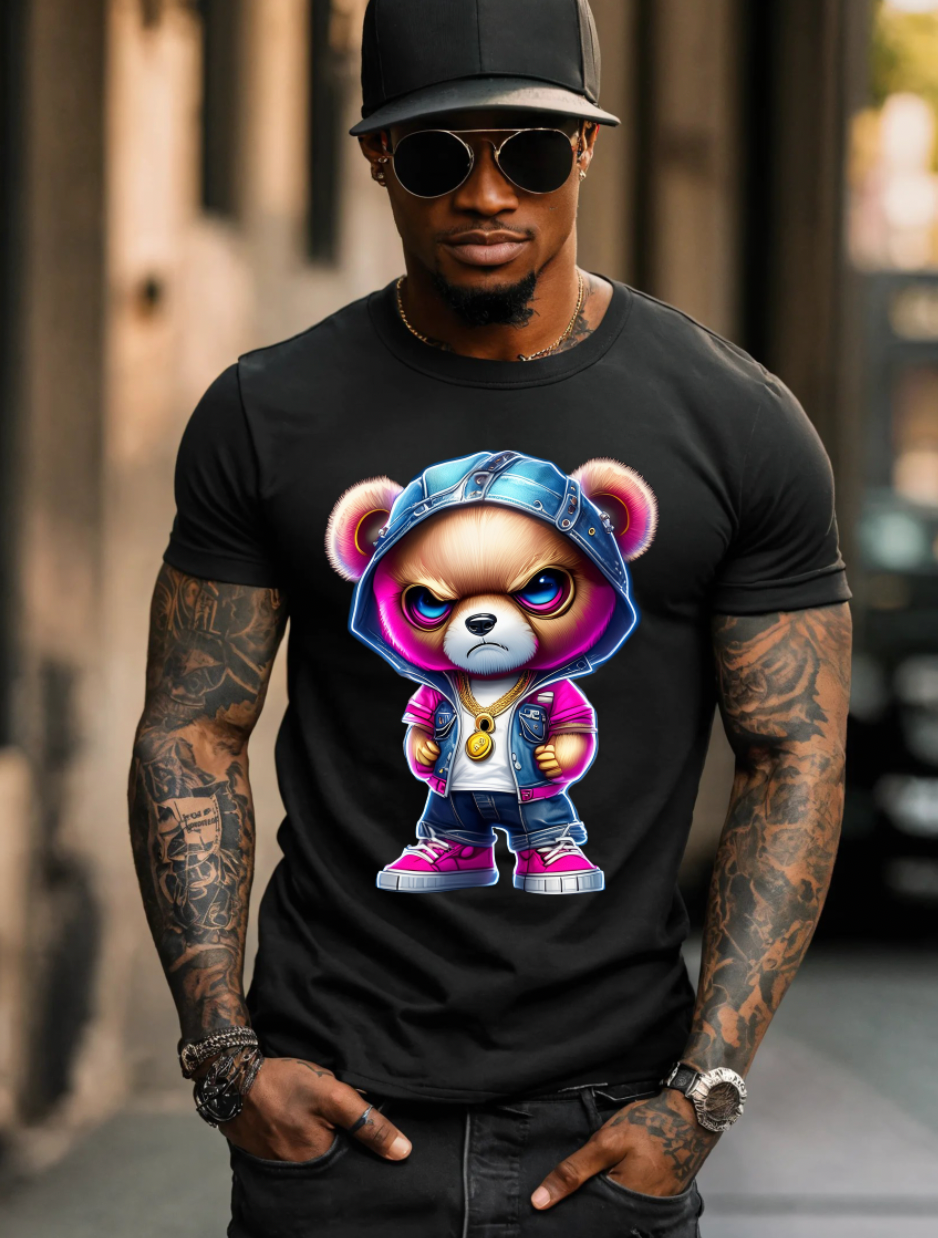 Teddy Angry Pink Art Exclusive T-Shirts | Grooveman Music - Grooveman Music