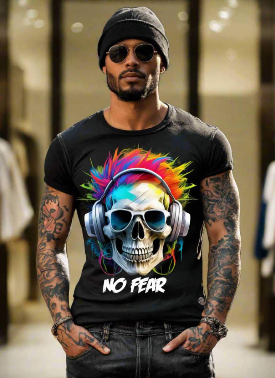 Skull No Fear Art Exclusive T-Shirts | Grooveman Music TM