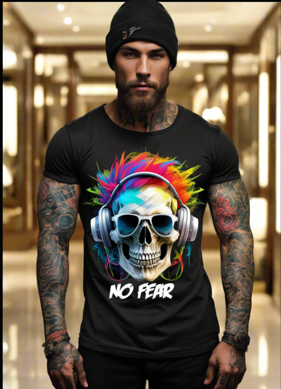 Skull No Fear Art Exclusive T-Shirts | Grooveman Music TM