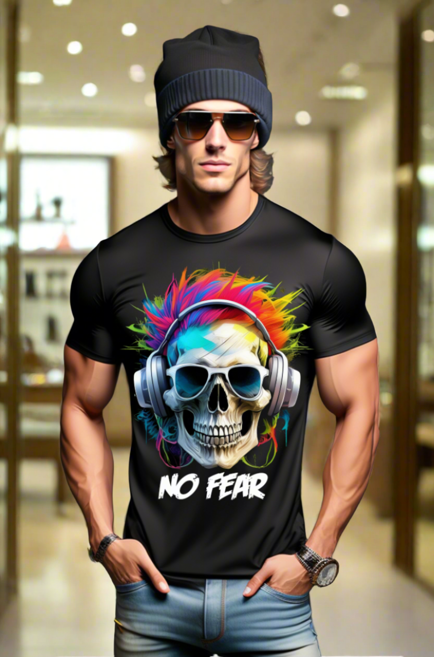 Skull No Fear Art Exclusive T-Shirts | Grooveman Music TM