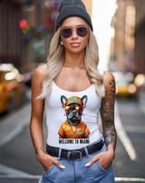 Frenchie Miami Orange White Collection Art T-Shirt - Unisex Design | Grooveman Music TM - Grooveman Music