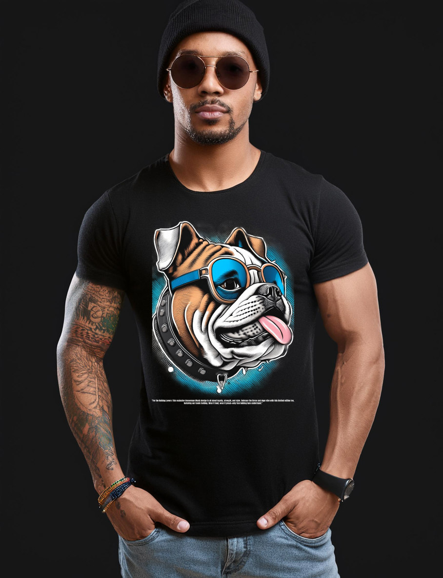 Bulldog Love Art T-Shirt - Unique and Exclusive Design | Grooveman Music TM" - Grooveman Music