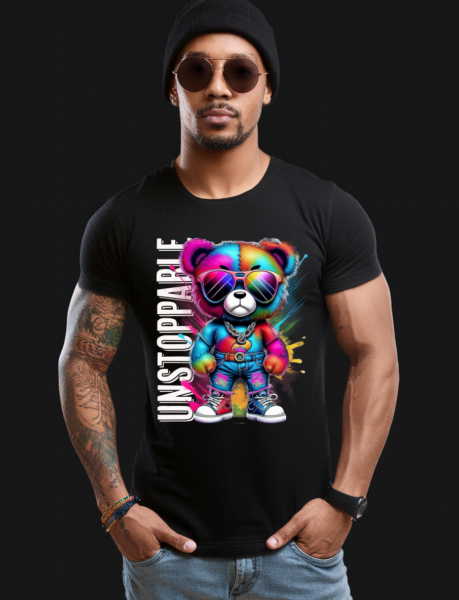 Teddy Unstoppable Art T-Shirt - Unique and Exclusive Design | Grooveman Music TM" - Grooveman Music