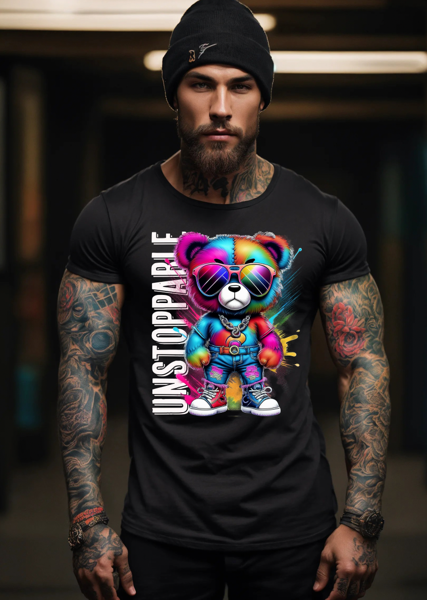 Teddy Unstoppable Art T-Shirt - Unique and Exclusive Design | Grooveman Music TM" - Grooveman Music