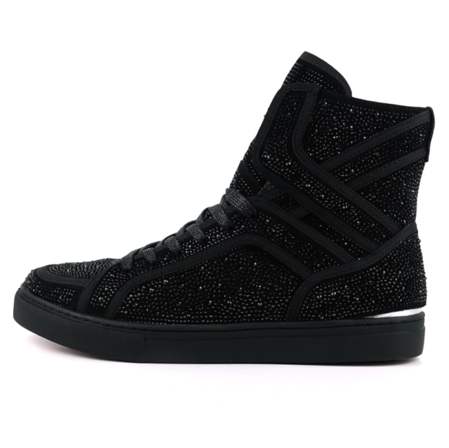 Black Rhinestones High Top Sneaker Encore by Fiesso - Grooveman Music