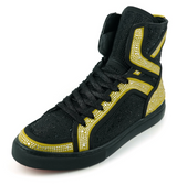 Black Gold Rhinestones High Top Sneaker Encore by Fiesso - Grooveman Music