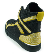 Black Gold Rhinestones High Top Sneaker Encore by Fiesso - Grooveman Music