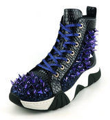 Navy Spikes High Top Sneakers Encore by Fiesso - Grooveman Music