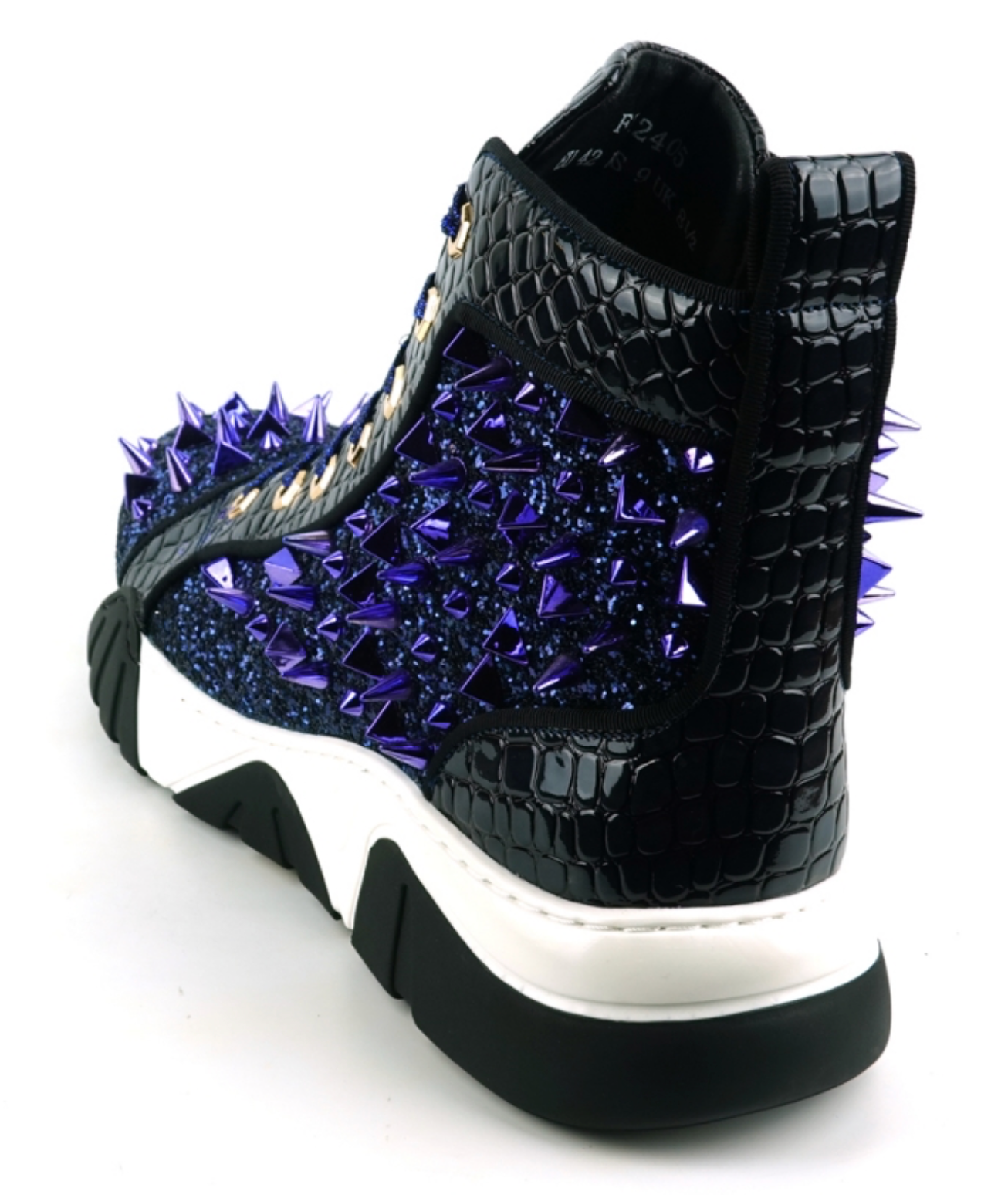 Navy Spikes High Top Sneakers Encore by Fiesso - Grooveman Music