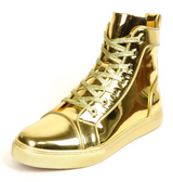 Gold Patent Leather High Top Sneaker - Grooveman Music