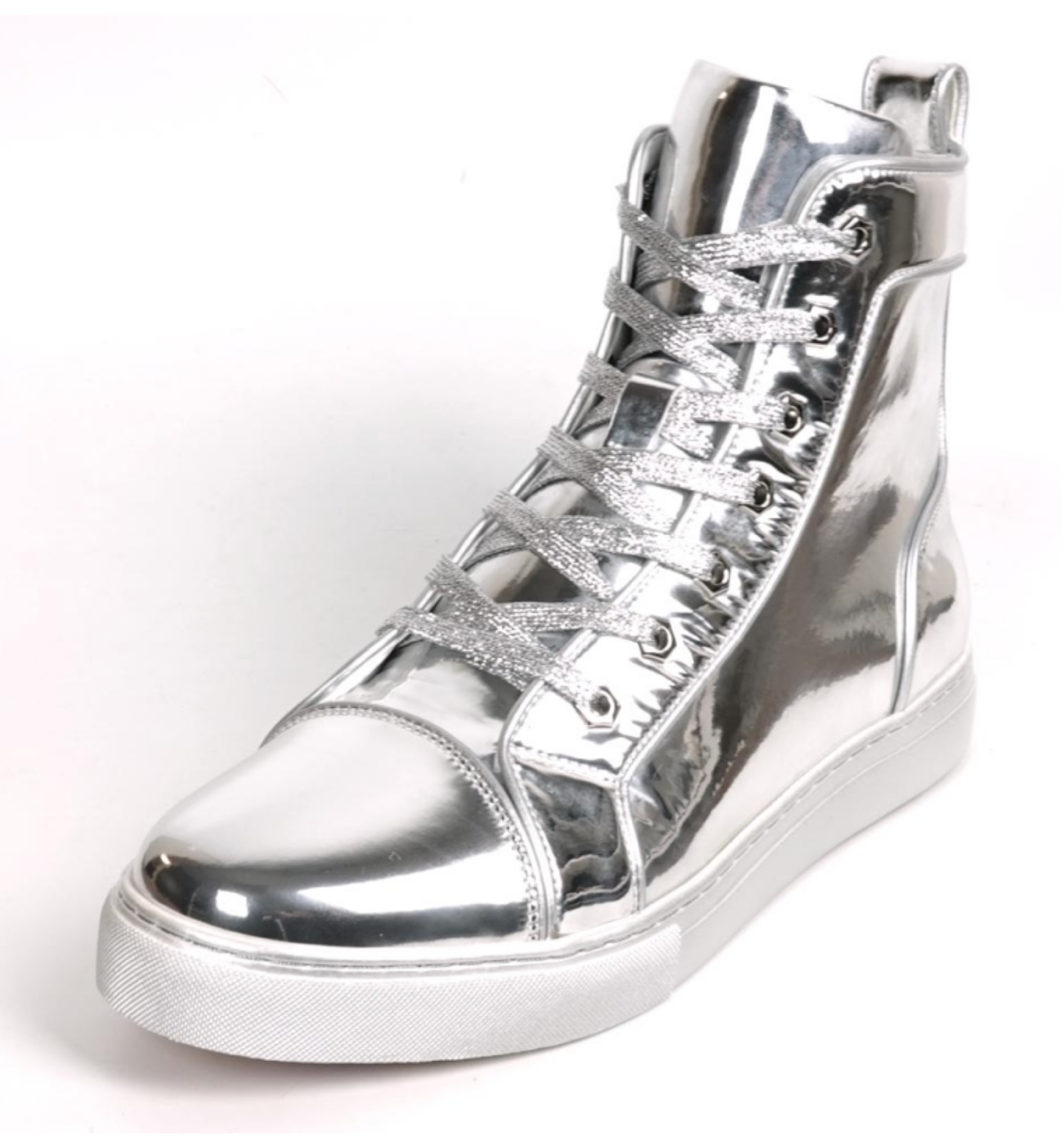 Silver Patent Leather High Top Sneaker - Grooveman Music