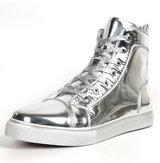 Silver Patent Leather High Top Sneaker - Grooveman Music