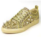 Gold Glitter Gold Spikes Low Cut Sneaker Encore by Fiesso - Grooveman Music