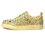 Gold Glitter Gold Spikes Low Cut Sneaker Encore by Fiesso - Grooveman Music