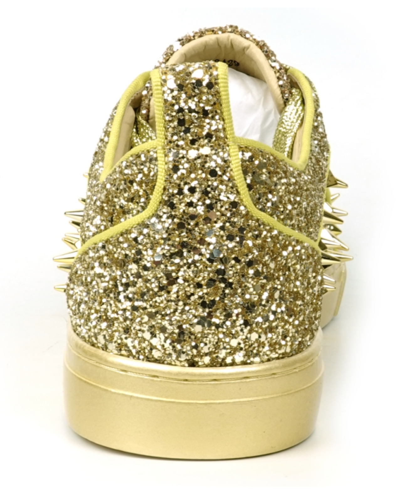 Gold Glitter Gold Spikes Low Cut Sneaker Encore by Fiesso - Grooveman Music