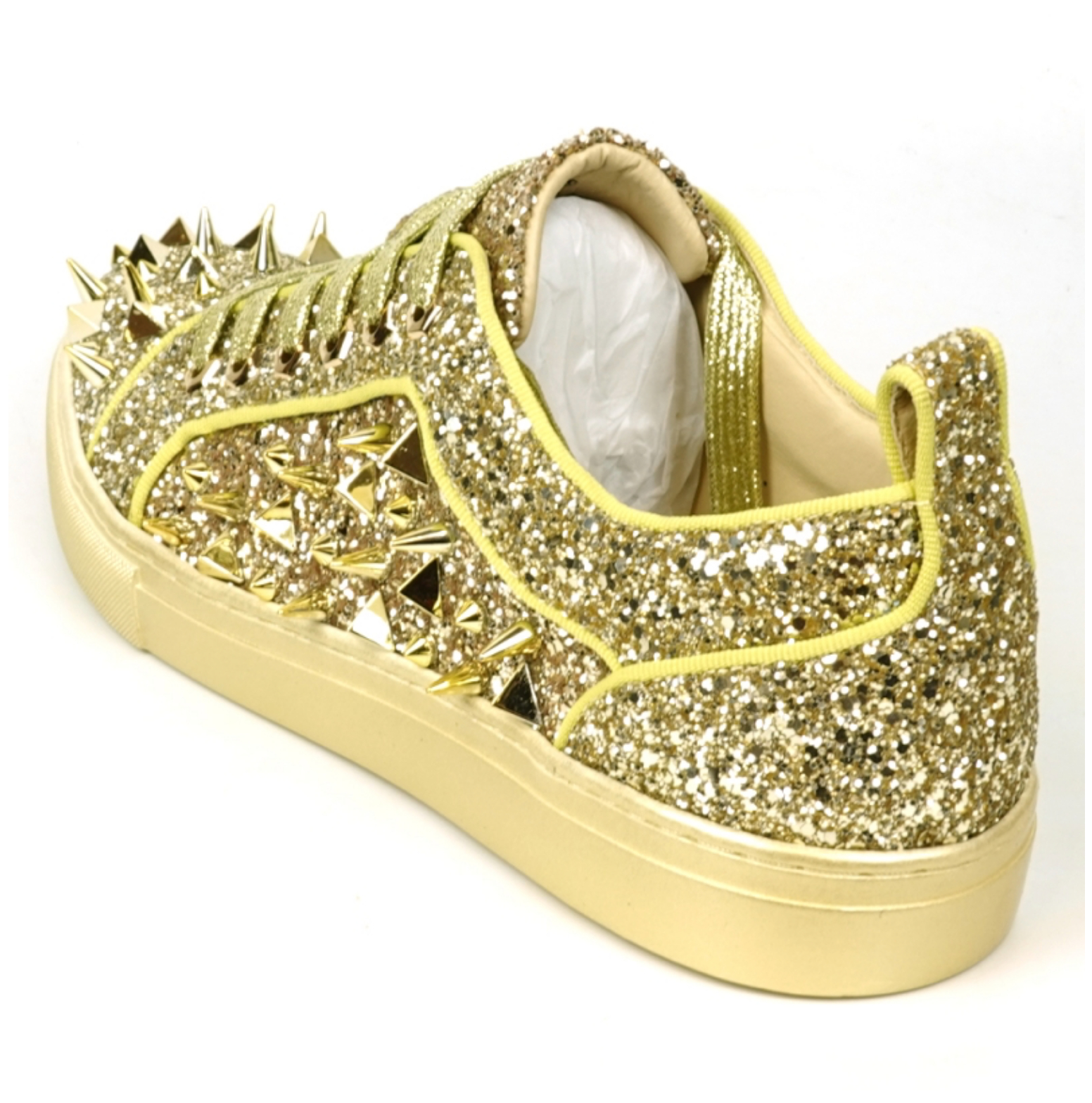 Gold Glitter Gold Spikes Low Cut Sneaker Encore by Fiesso - Grooveman Music